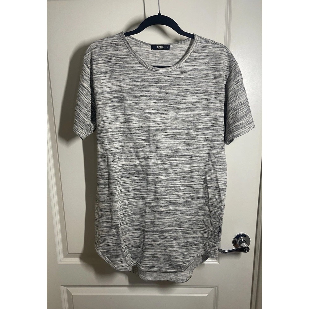 EPTM Mens Grey Space Dye Curved Hem Short Sleeve Streetwear T-Shirt M USA Made